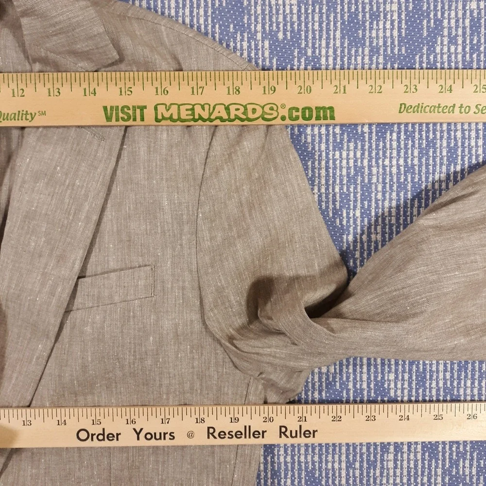 American Tall Linen Blend Blazer Jacket Mens 40 Tall Beige Unstructured NEW